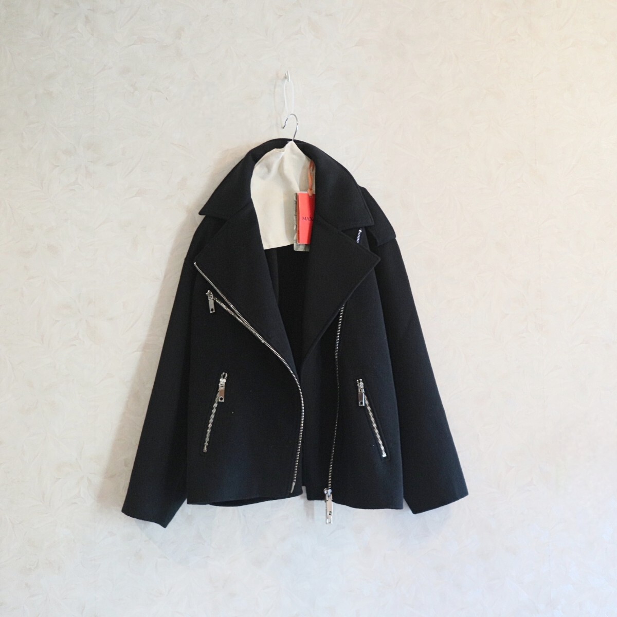 新品タグ付き★マックスマーラ Max&CO, Max Mara★15万★ヴァージンウール100%★オーバーサイズ 1枚仕立て 黒 コートsize 38/M相当★未使用拍卖