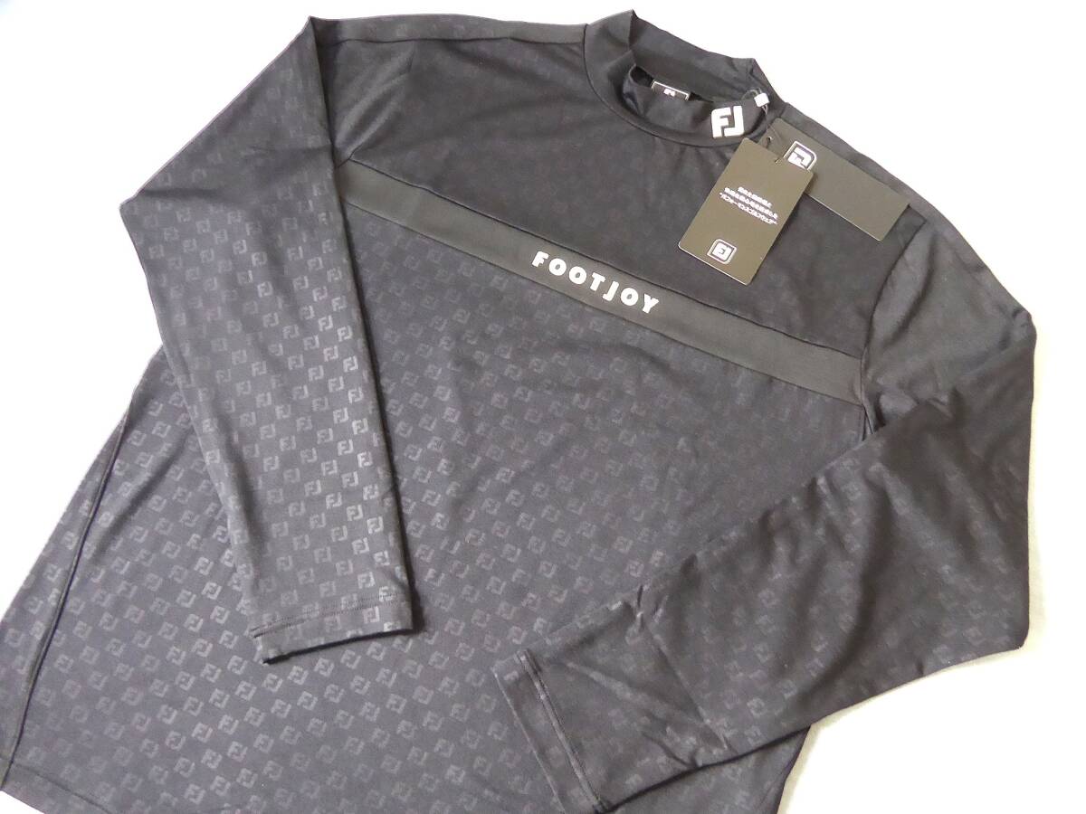 FOOTJOY GOLF フットジョイ ゴルフ ラインデザイン 生地切替 裏微起毛 ストレッチ モックネック長袖シャツ XL 黒拍卖