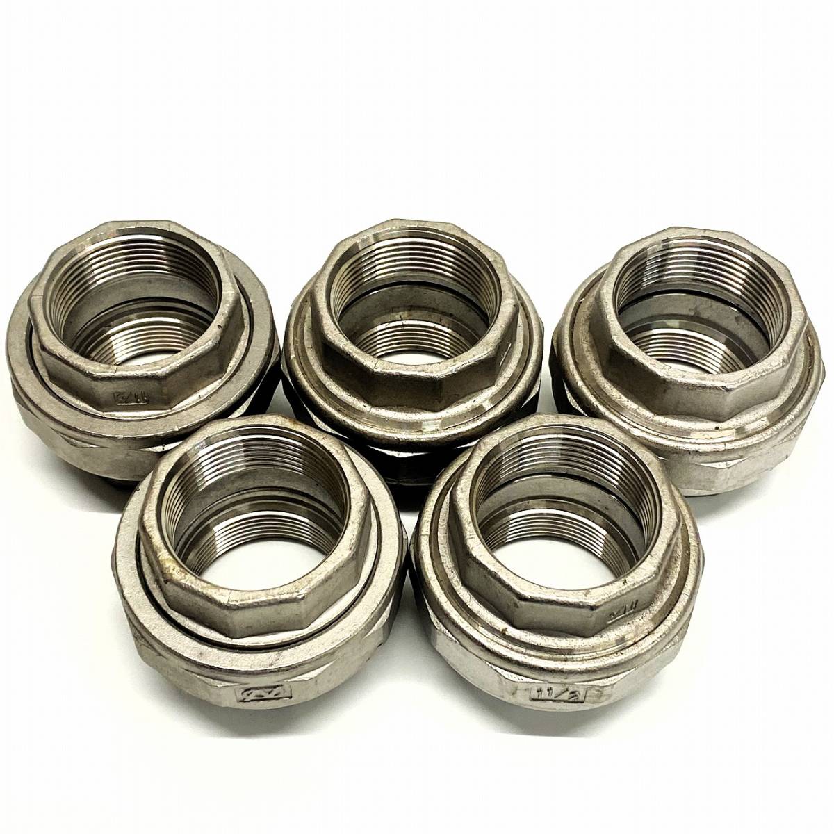 【未使用】ステンレス ユニオン ONK 1 1/2 インチ (40A) 5個セット 配管継手拍卖