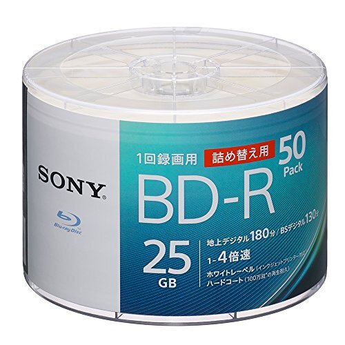単品 ソニー(SONY) ブルーレイディスク BD-R 25GB (1枚あたり地デジ約3時間) 1回録画用 50枚入り 4倍速ダビ拍卖