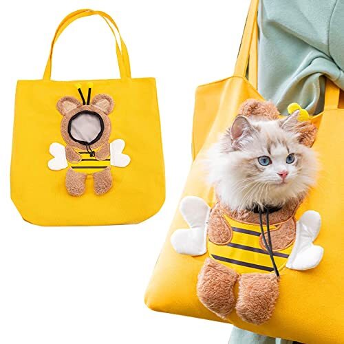 猫きゃりーバッグ ペットキャリー ペット用 スリングバッグ ストラップの口が調節できる、かわいいハチタイプ、ペット用品、小型の猫や拍卖