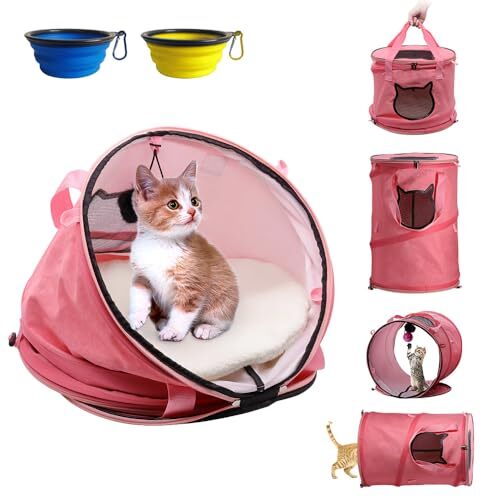 レッド Glvaner 猫 キャリーケース ペットキャリー 猫キャリー 猫トンネル 猫キャリーバッグ ペットハウス 折りたたみ式 拍卖