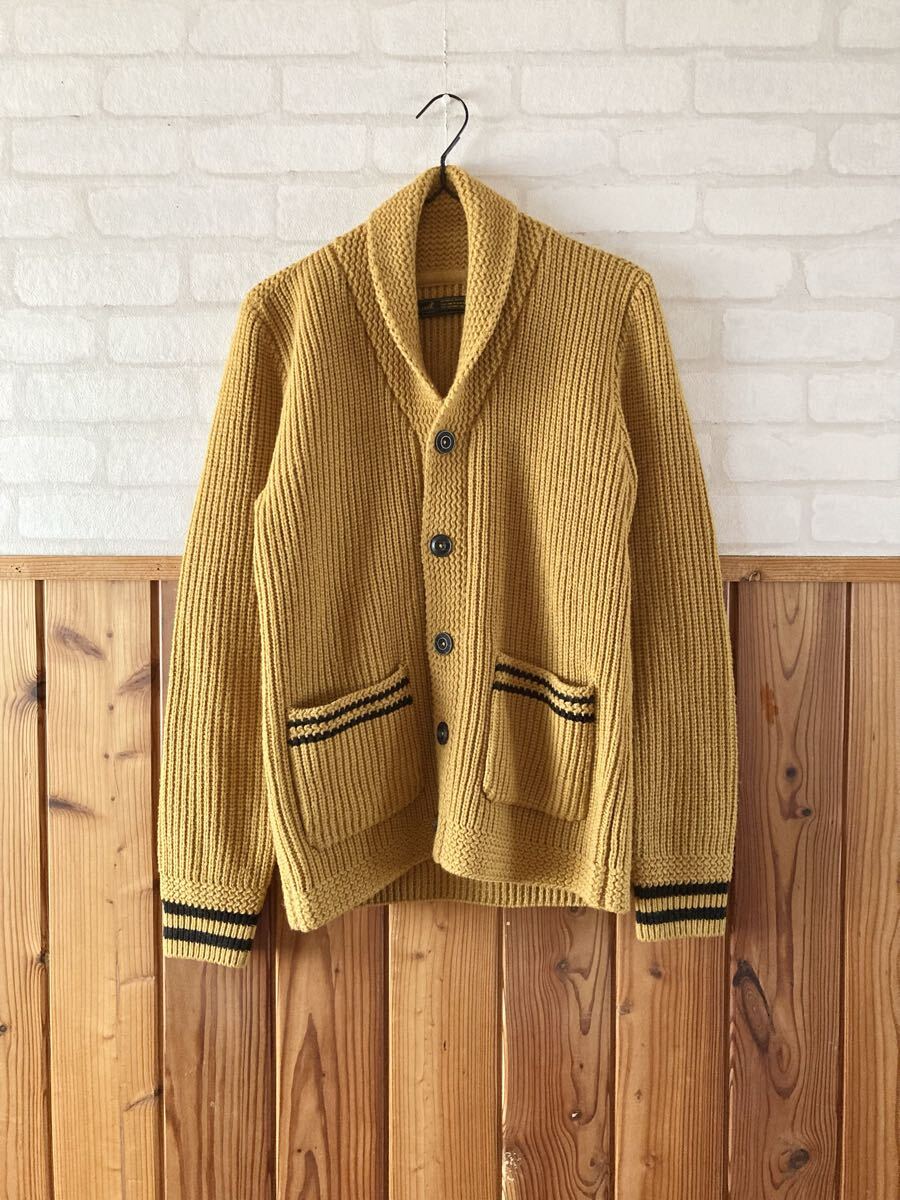 Request メンズ ウール混 ニット ジャケット 2 キャメル Mサイズ 黄土色 カーディガン 上着 ブルゾン 古着 アメカジ knit jacket Z拍卖
