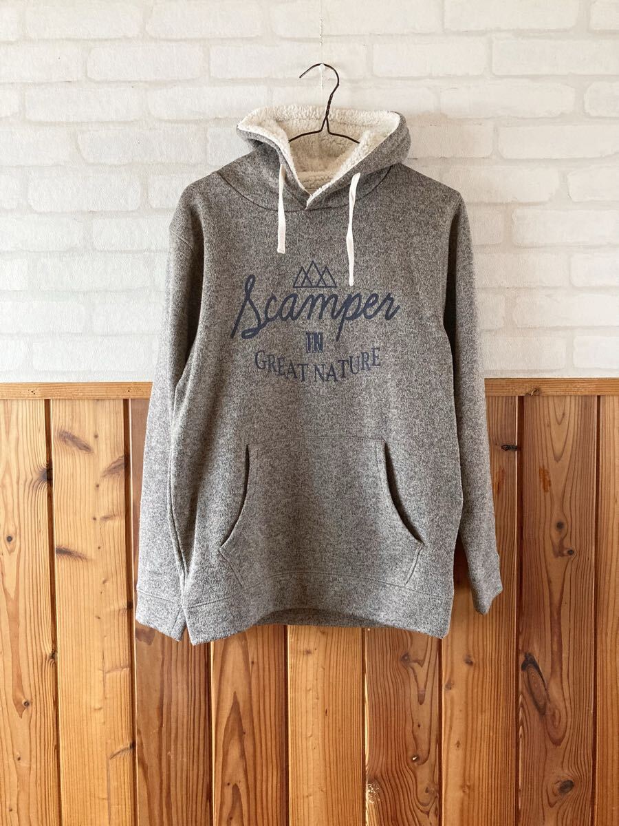 gembony メンズ ニット パーカー Mサイズ グレー系 裏起毛 トップス 長袖 カジュアル アメカジ プルオーバー 古着 hoodie X拍卖