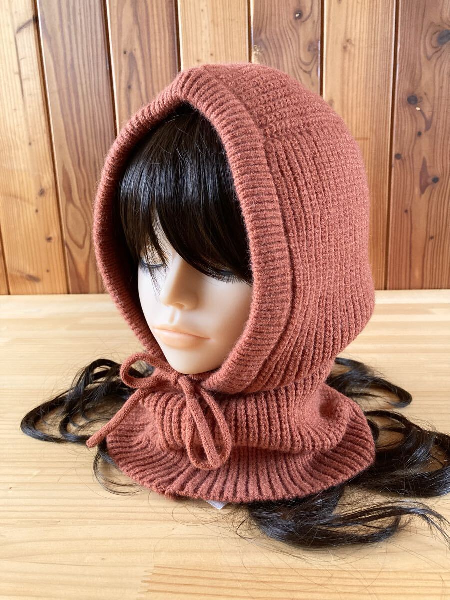 バル 状態良好 レディース ニット帽 ネックウォーマー 被り物 頭巾 防寒着 帽子 屋外活動 農作業 フード 首周り 耳 バラクラバ knit cap ④拍卖