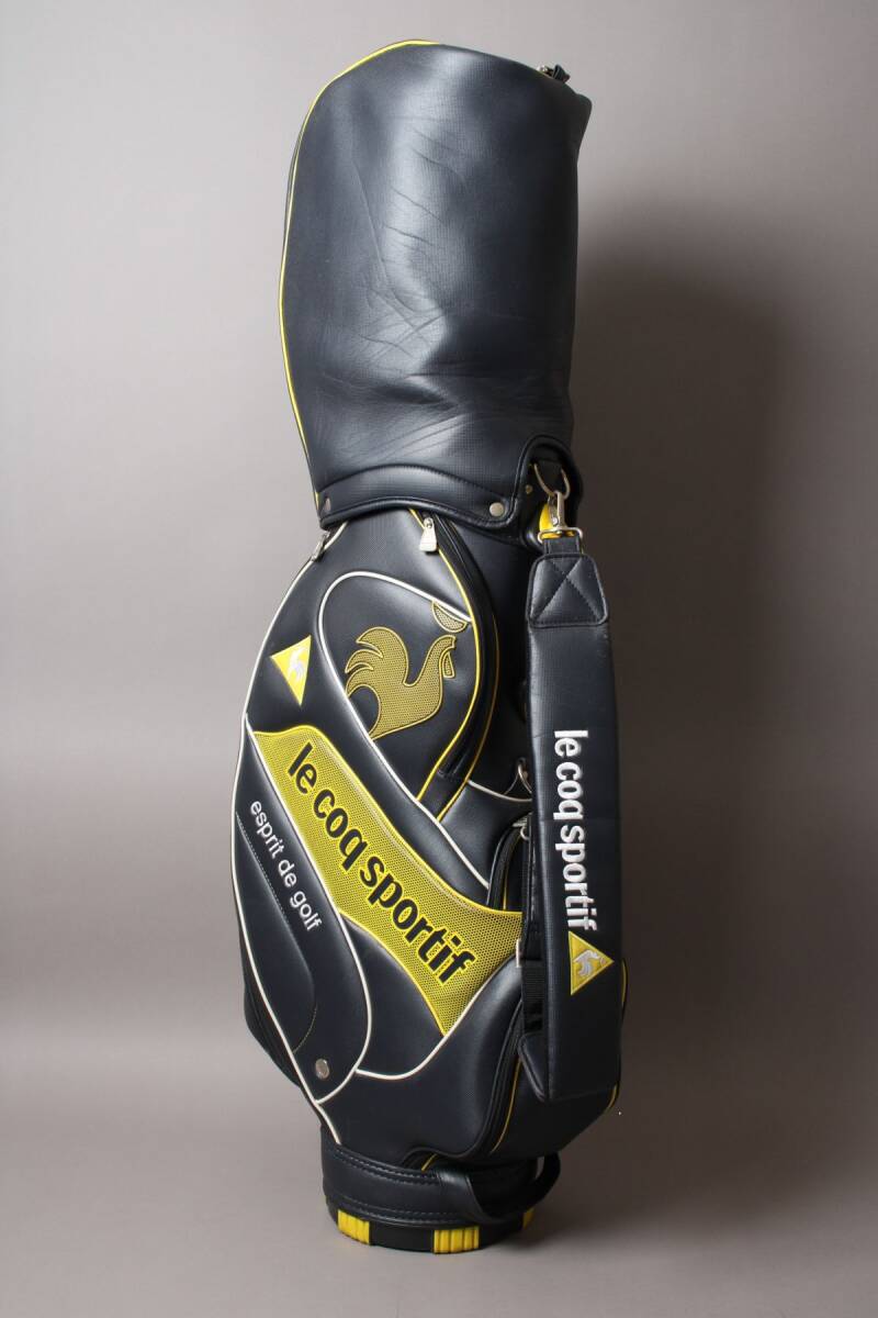 le coq sportif ルコック スポルティフ キャディバッグ《9型》カート 7分割 ブラック イエロー ショルダー ゴルフバッグ #160※C774拍卖
