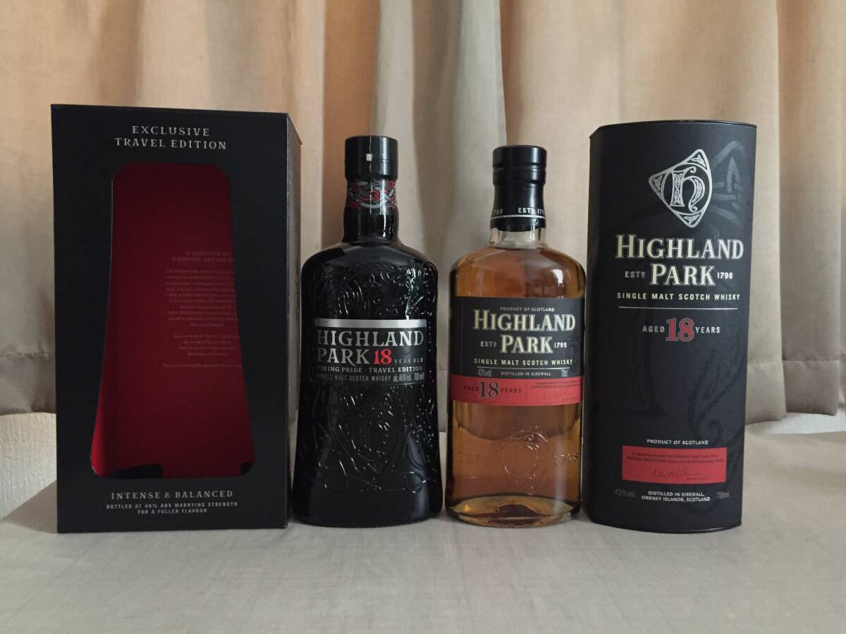 【送料無料】【未開栓】【旧ボトル】【2本セット】ハイランドパーク 18年トラベルエディション 46% & 18年 43% 700ml拍卖