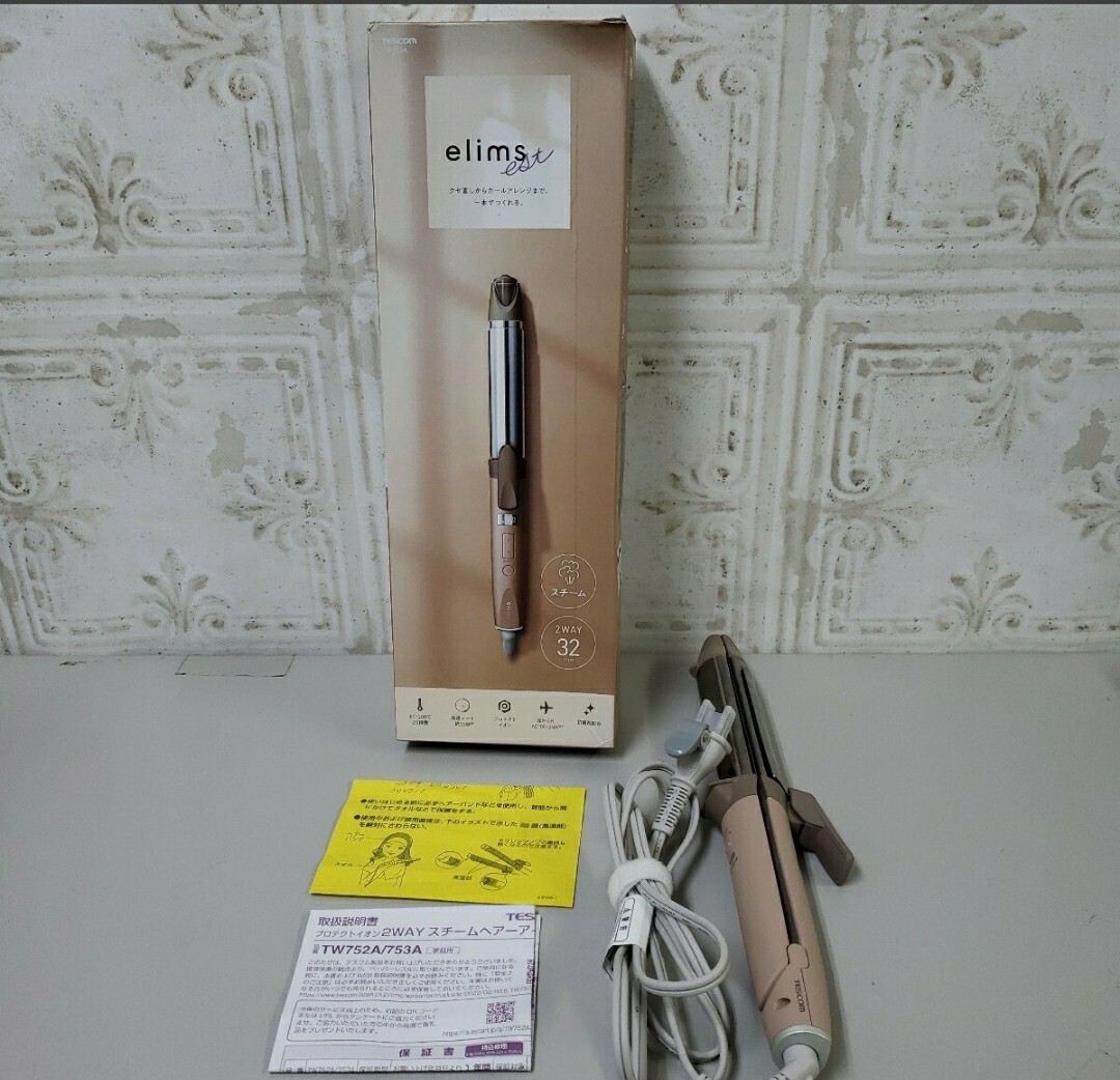 710y3113★テスコム ヘアアイロン カールアイロン コテ 32mm ストレート/カール 2way マイナスイオン TW753A-C拍卖