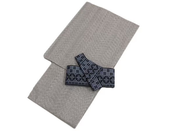 着物美人 男浴衣 ワンタッチ角帯 2点 帯付き 綿麻 しじら織り メンズ浴衣 浴衣男性 男浴衣茶 男性 男の子 L 170-177【 ベージュ 】456911-2拍卖