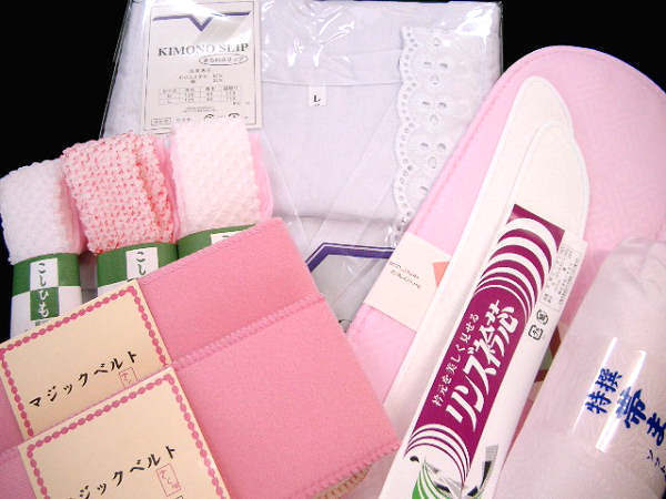着物美人 着物スリップ 肌襦袢 肌着 L 帯板 帯枕 伊達締め 腰紐 襟芯 【 留袖 訪問着 和服用 インナー9点セット 】328611-5拍卖