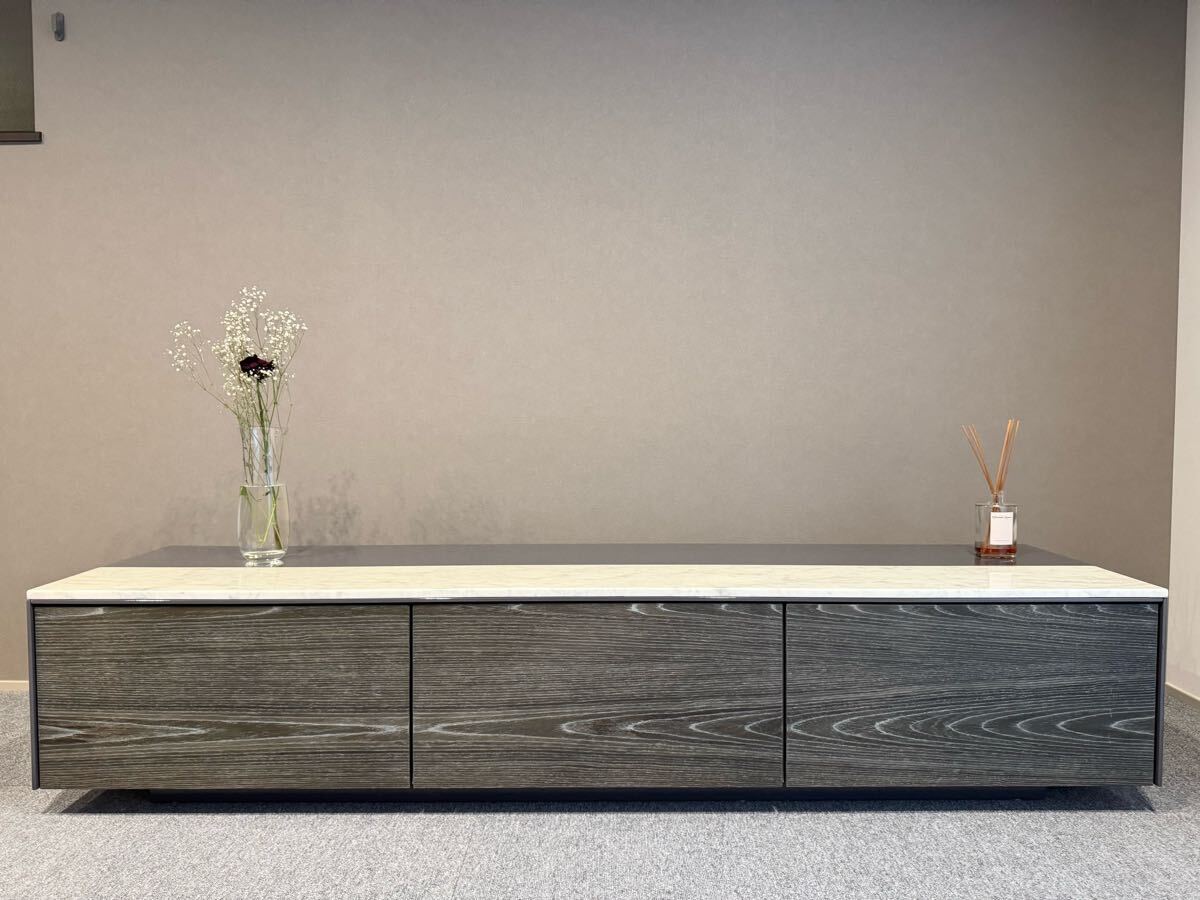 超美品!! ARMONIA アルモニア Divino テレビボード 幅180cm ローボード TVボード 天然大理石 収納家具 テレビ台拍卖