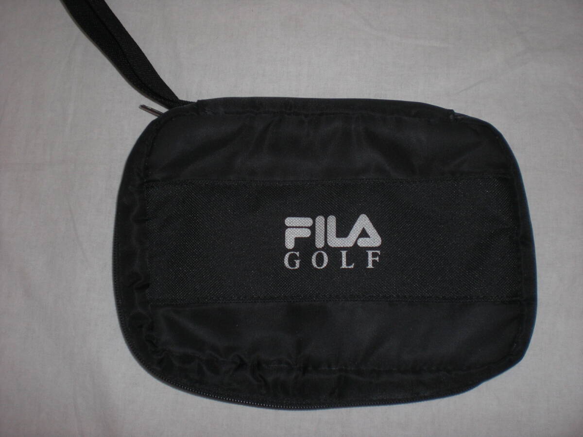FILA GOLFフィラゴルフ・黒 ラウンドポーチ USED美品+紺 ウォッシュタオル 未使用品拍卖