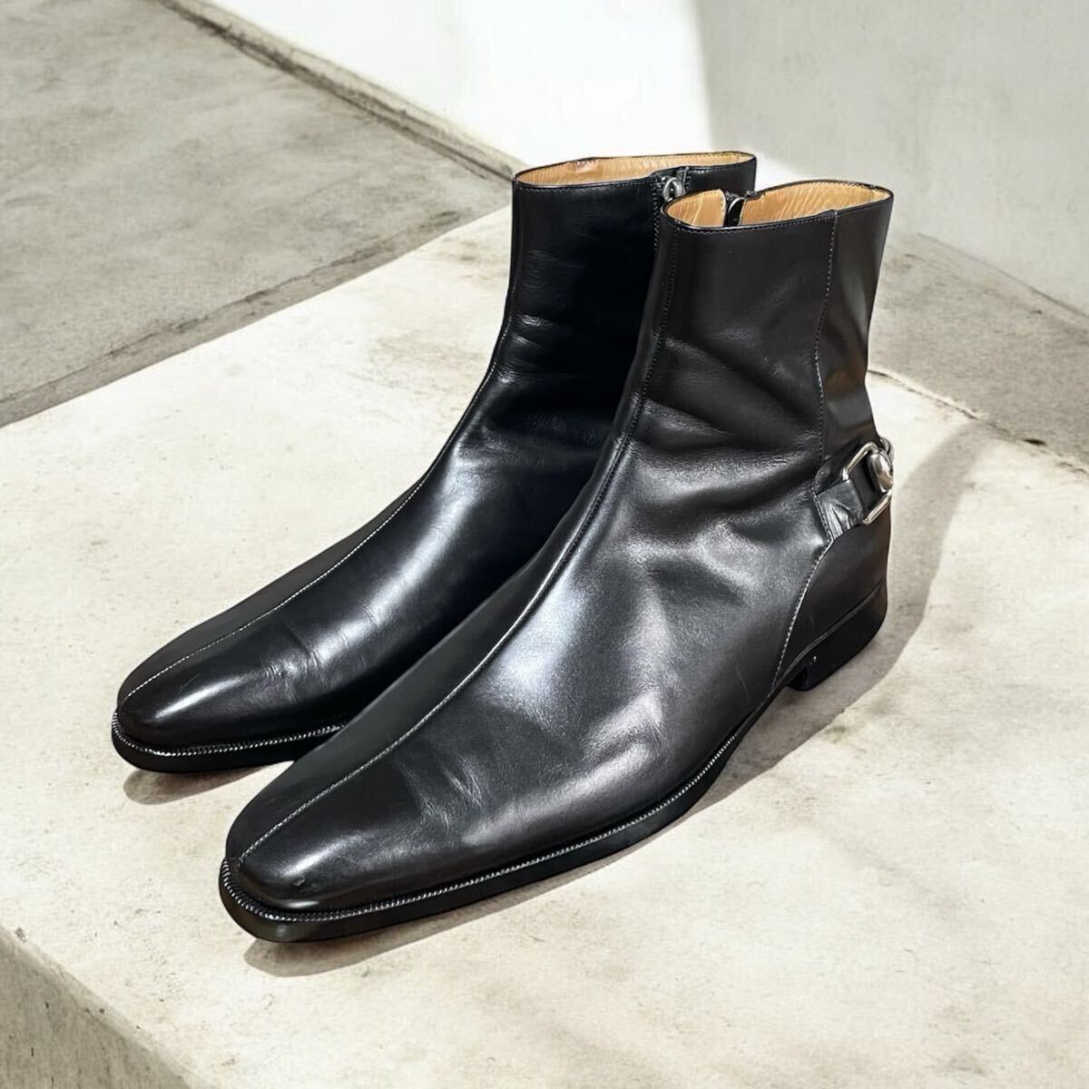 GUCCI グッチ センターシーム サイドジップ ヒールビット ブーツ チェルシーブーツ KYOTO 黒 39.5 レザー ブラック 黒 美品 拍卖