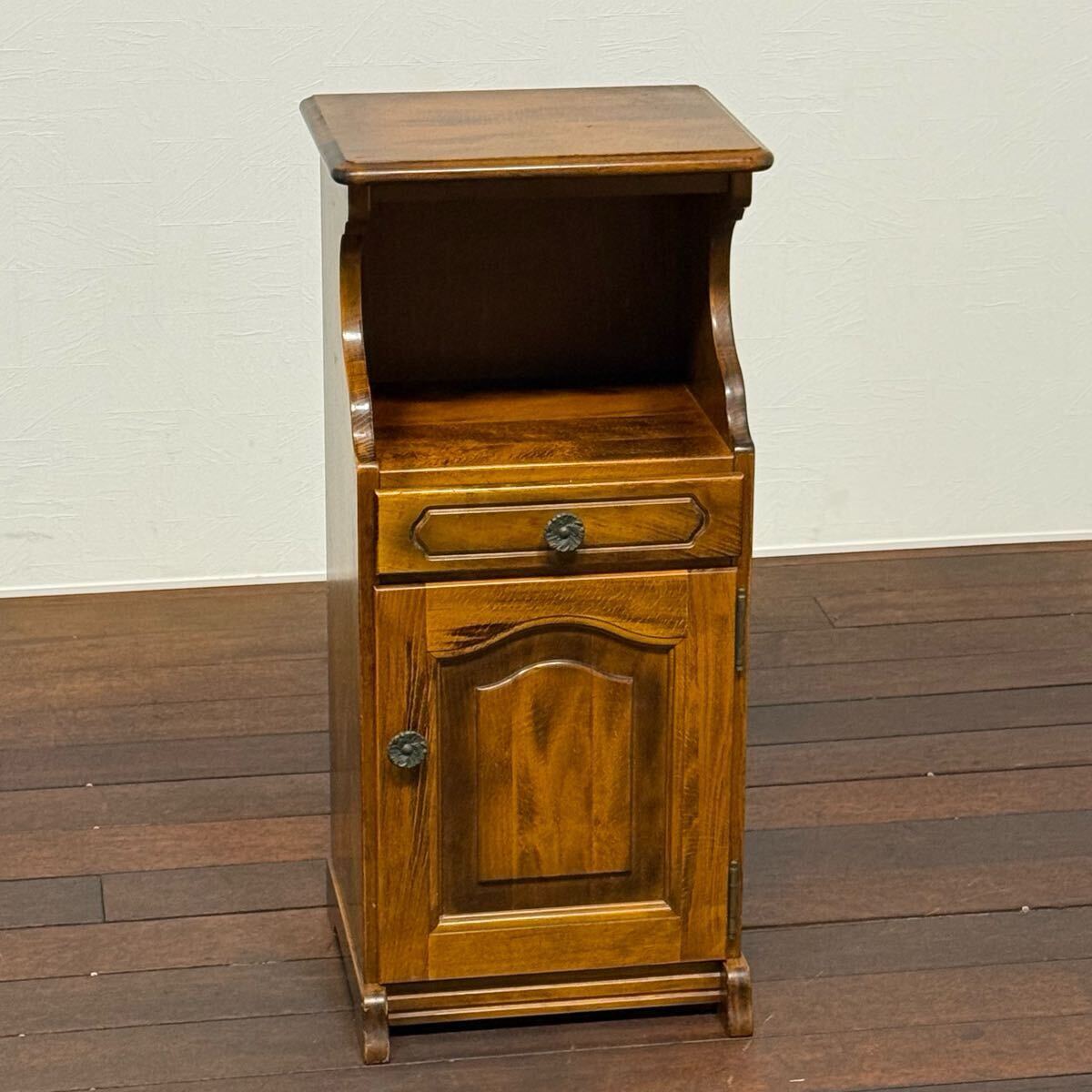 H19K79c カリモク オールドカリモク 電話台 クラシック FAX台 飾り台 コンソールテーブル サイドキャビネット サイドチェスト ファックス台拍卖