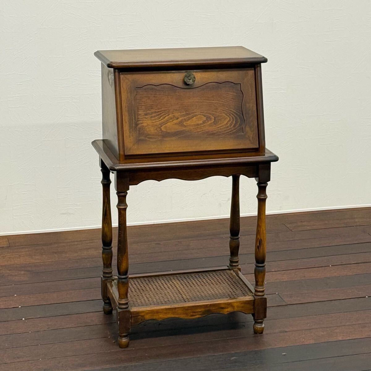 H19K24 カリモク karimoku コロニアル コンパクトライティングビューロー デスク ライティングデスク チェスト 机 昭和レトロ 収納机拍卖