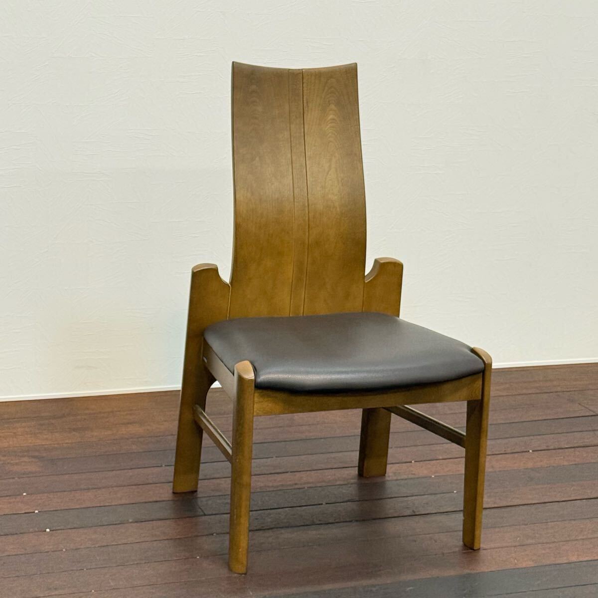 H110K4a カリモク karimoku ダイニングチェア ハイバックチェア 食卓椅子 食卓イス レトロ アームレスチェア オーク材 無垢材拍卖