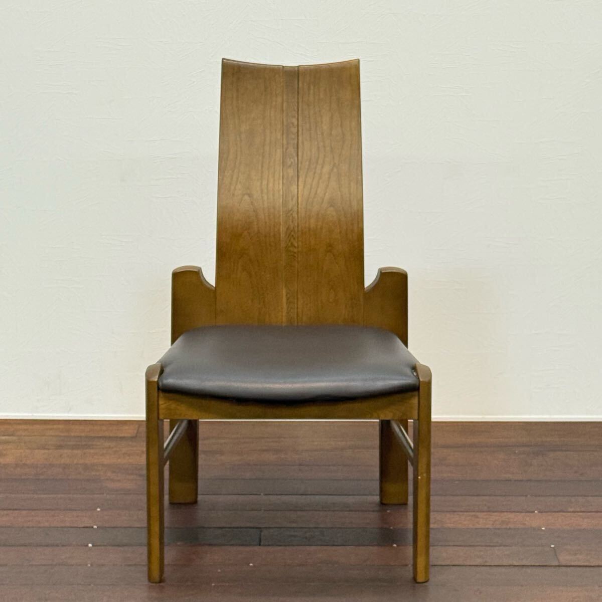 H110K4b カリモク karimoku ダイニングチェア ハイバックチェア 食卓椅子 食卓イス レトロ アームレスチェア オーク材 無垢材拍卖