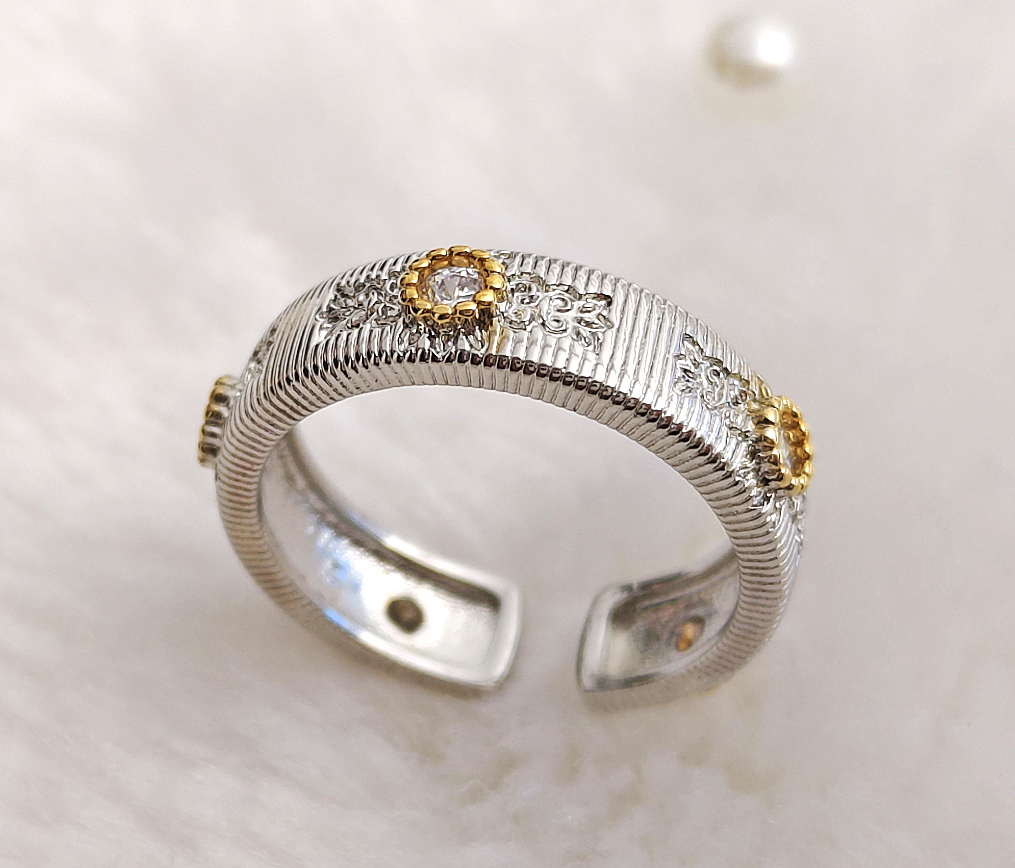 N250452◆Bigstone◆【宮廷風デイジー】ファッション感覚*欧米大人気なリング*12~14号 フリー拍卖