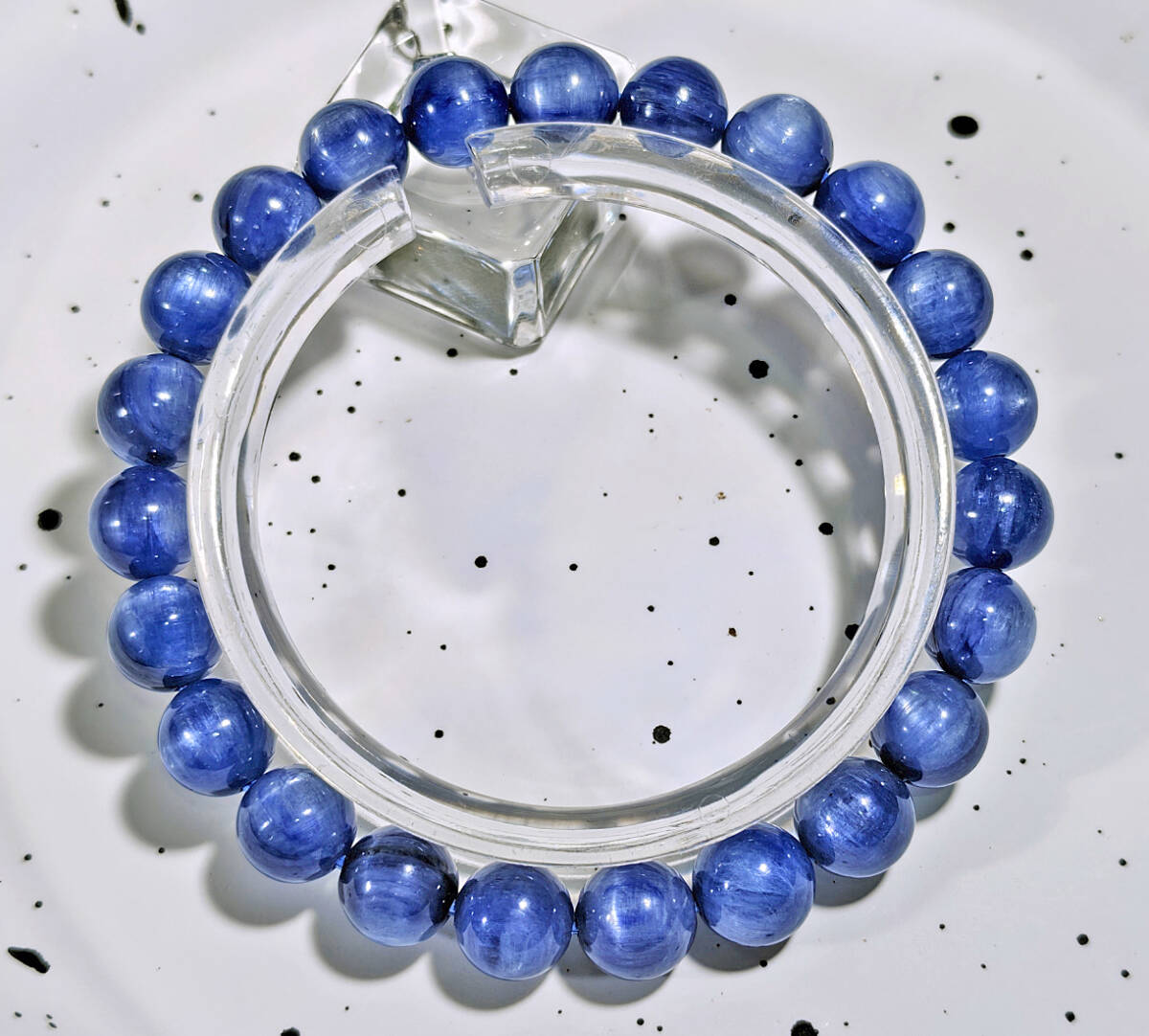 N00045◆Bigstone◆新品*8mm*キャッツアイ効果*ブラジル産*美品【10Aカイヤナイト】天然石ブレス 拍卖