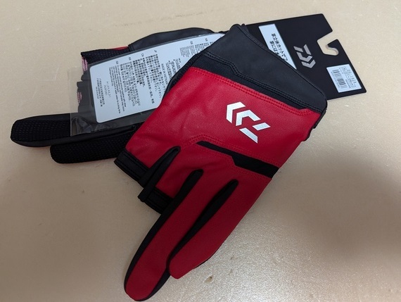 ダイワ DG-1424 XL レザーフィットグローブ 3本カット レッド拍卖