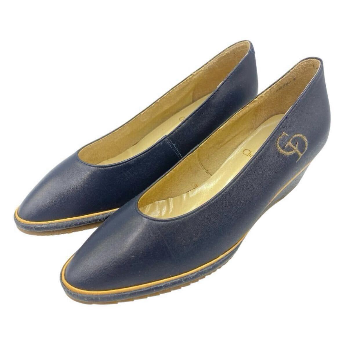 Christian Dior クリスチャン ディオール パンプス レザー CDロゴ ブラック YKU-3 0910-4拍卖