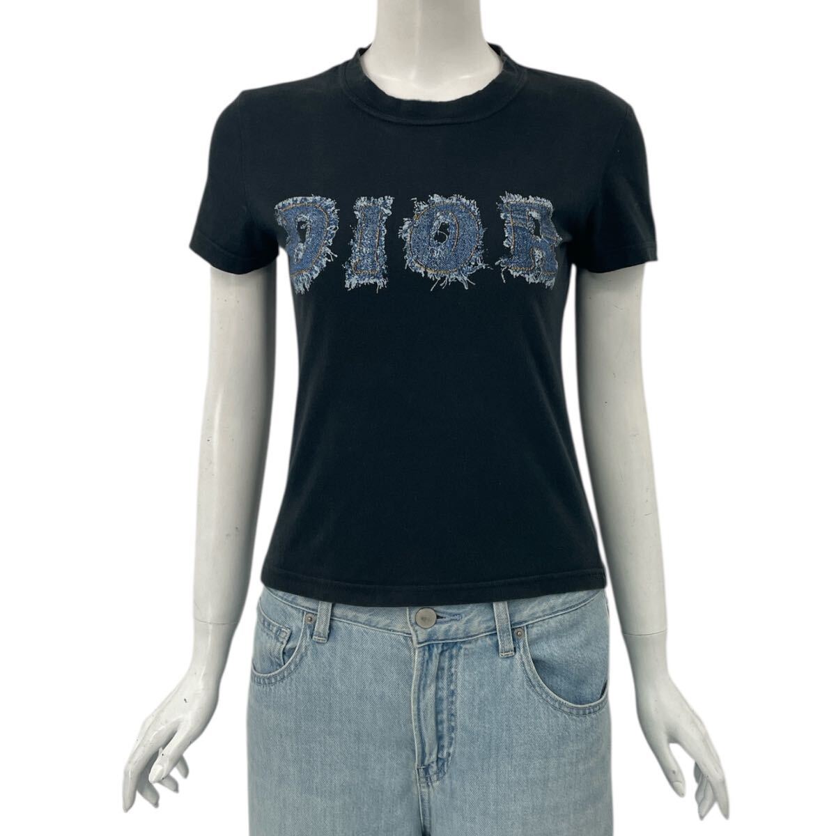 正規品 CHRISTIAN DIOR クリスチャン ディオール Tシャツ 半袖 ロゴ デニムデザイン ガリアーノ期 サイズ38 AH5-4 1016-3拍卖