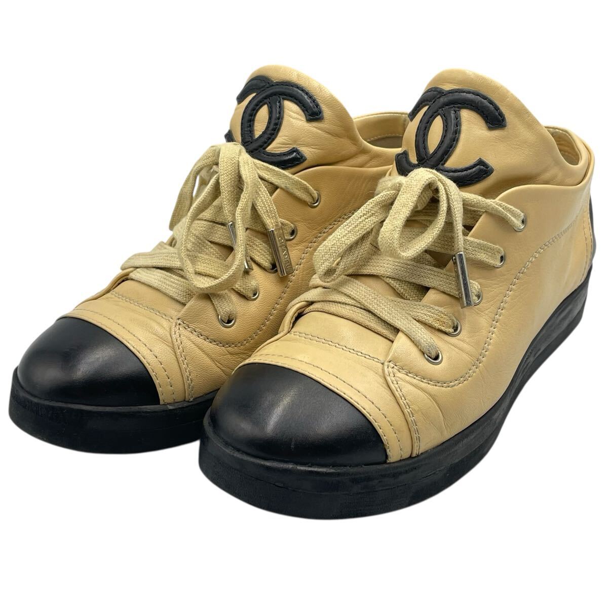 CHANEL シャネル カンボンライン スニーカー ココマーク レザー 刻印 YKU-5 1021-11拍卖