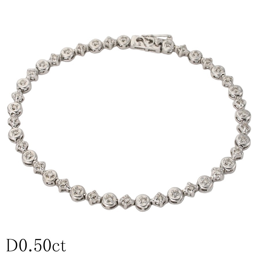 ダイヤモンド/0.50ct デザイン ブレスレット K18WG拍卖