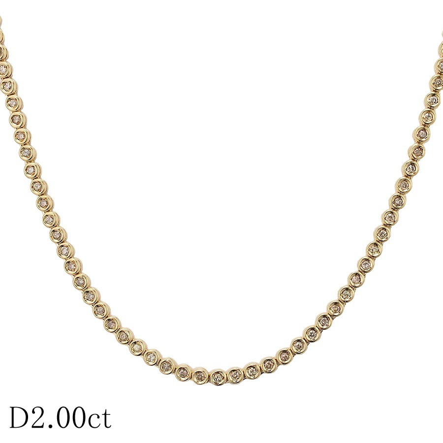 ダイヤモンド/2.00ct テニス ネックレス K18YG拍卖