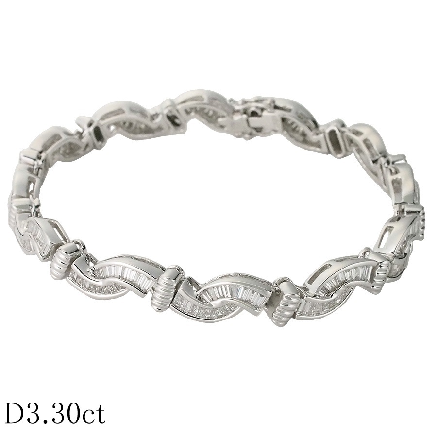 ダイヤモンド/3.30ct デザイン ブレスレット K18WG拍卖