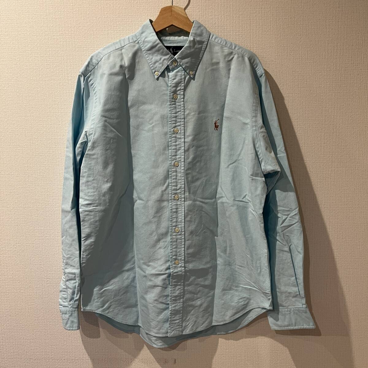 美品 ポロ ラルフローレン オックスフォードシャツ クラシックフィット メンズ 長袖 ボタンダウン L ミントグリーン POLO Ralph Lauren拍卖