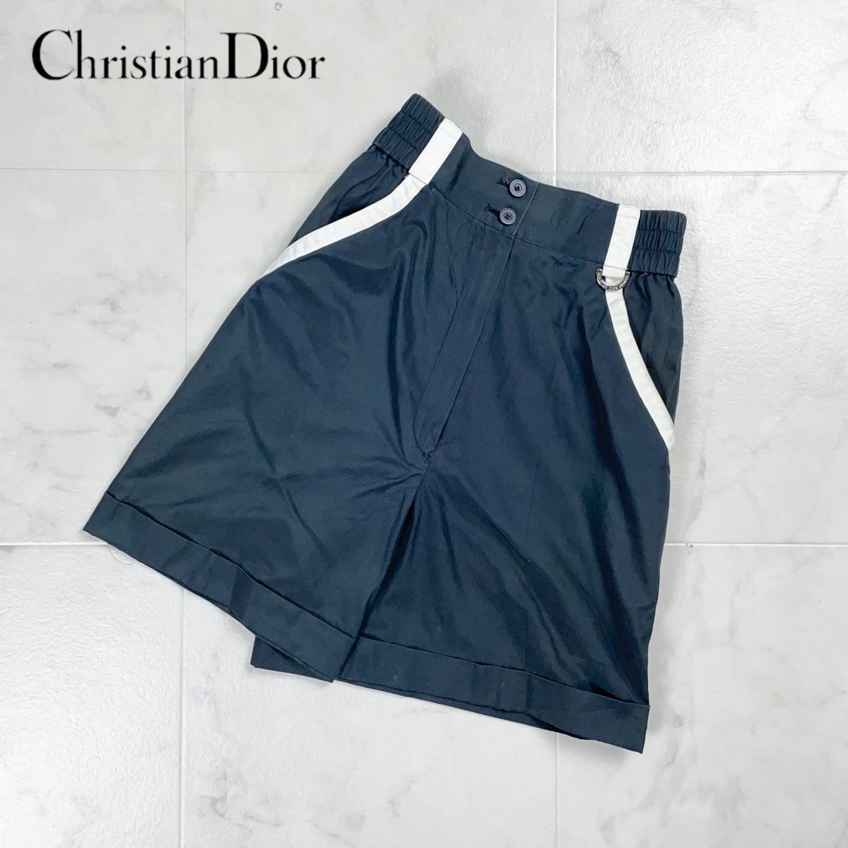 Christian Dior SPORT クリスチャンディオールスポーツ ハイウエストショートパンツ ショーツ ライン レディース 黒 ブラック サイズ*HD171拍卖