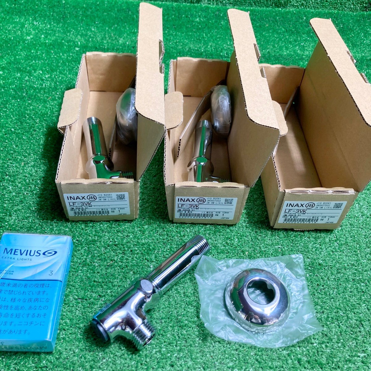 浜睦c342 INAX イナックス アングル止水栓「LF-3VK」■呼び径13mm 材料表示(胴:銅合金/シート銅合金)壁給水タイプ☆計3点セット拍卖