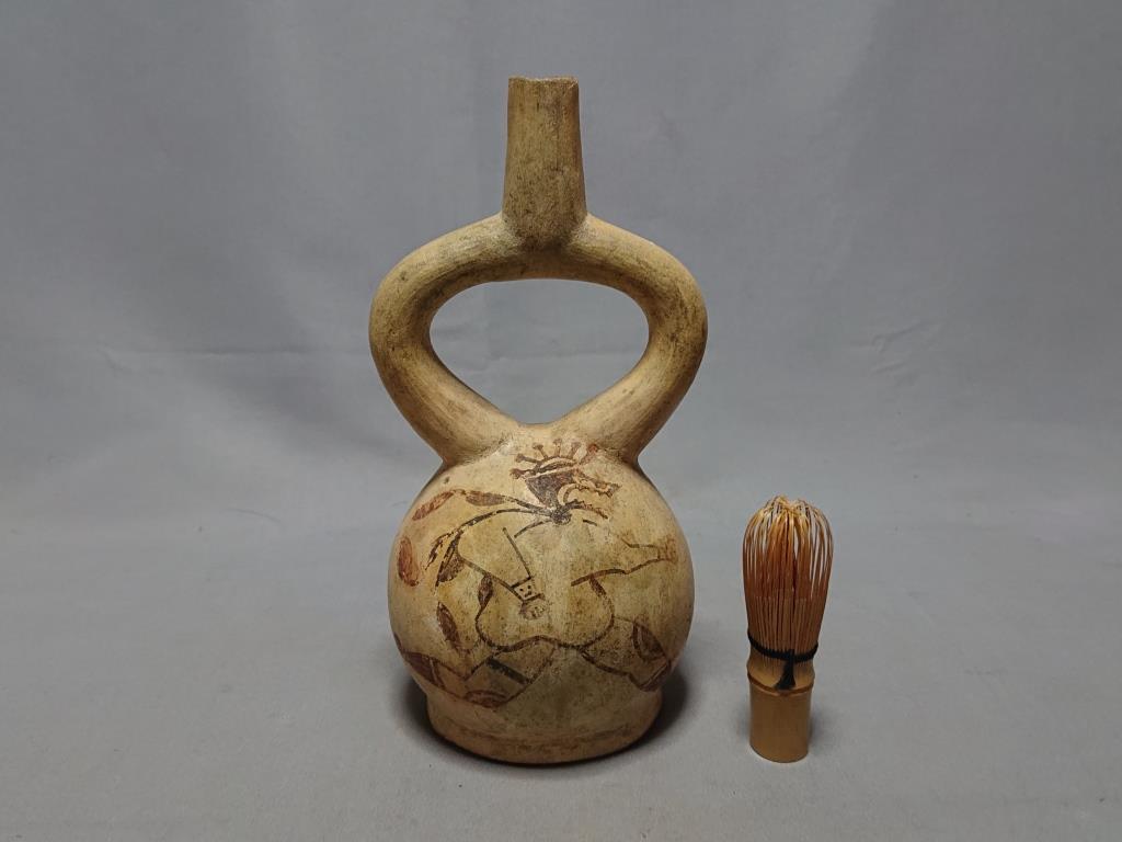 コレクター収集品 ペルー モチェ文化 彩色鐙型壺 出土品 拍卖