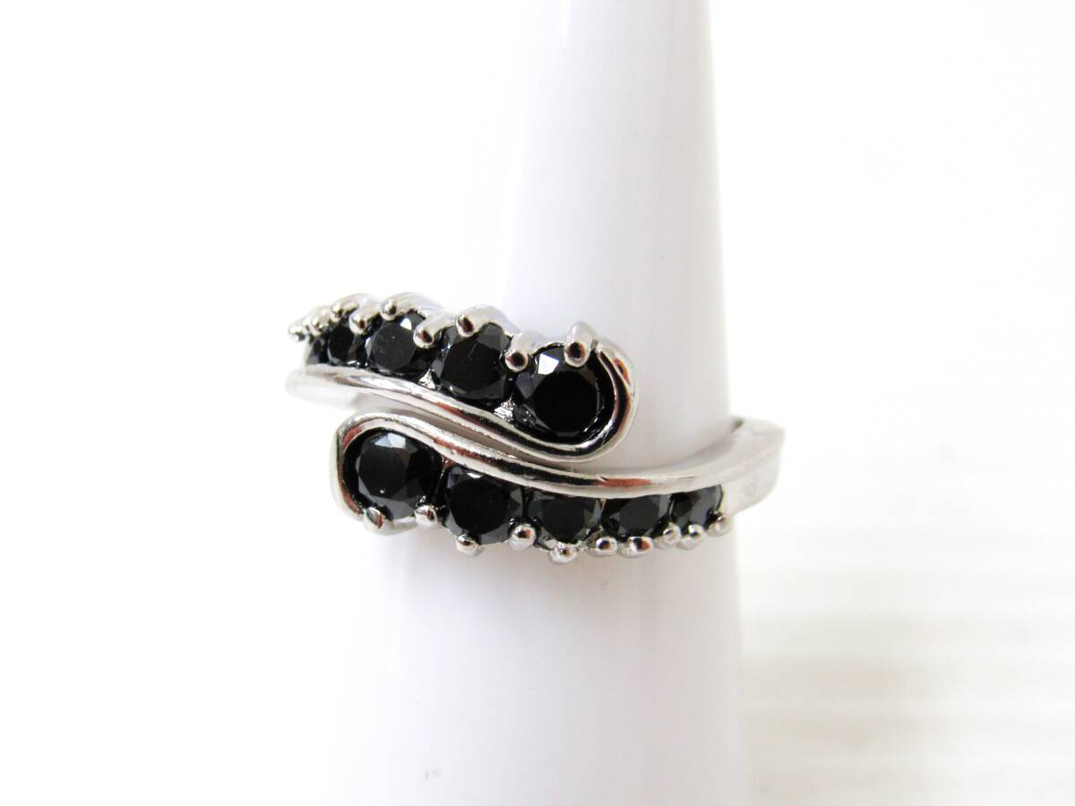テニス リング キューピックジルコニア 人工ダイヤ 約14号 黒 ブラック ドリス・ブラザー HG1028拍卖