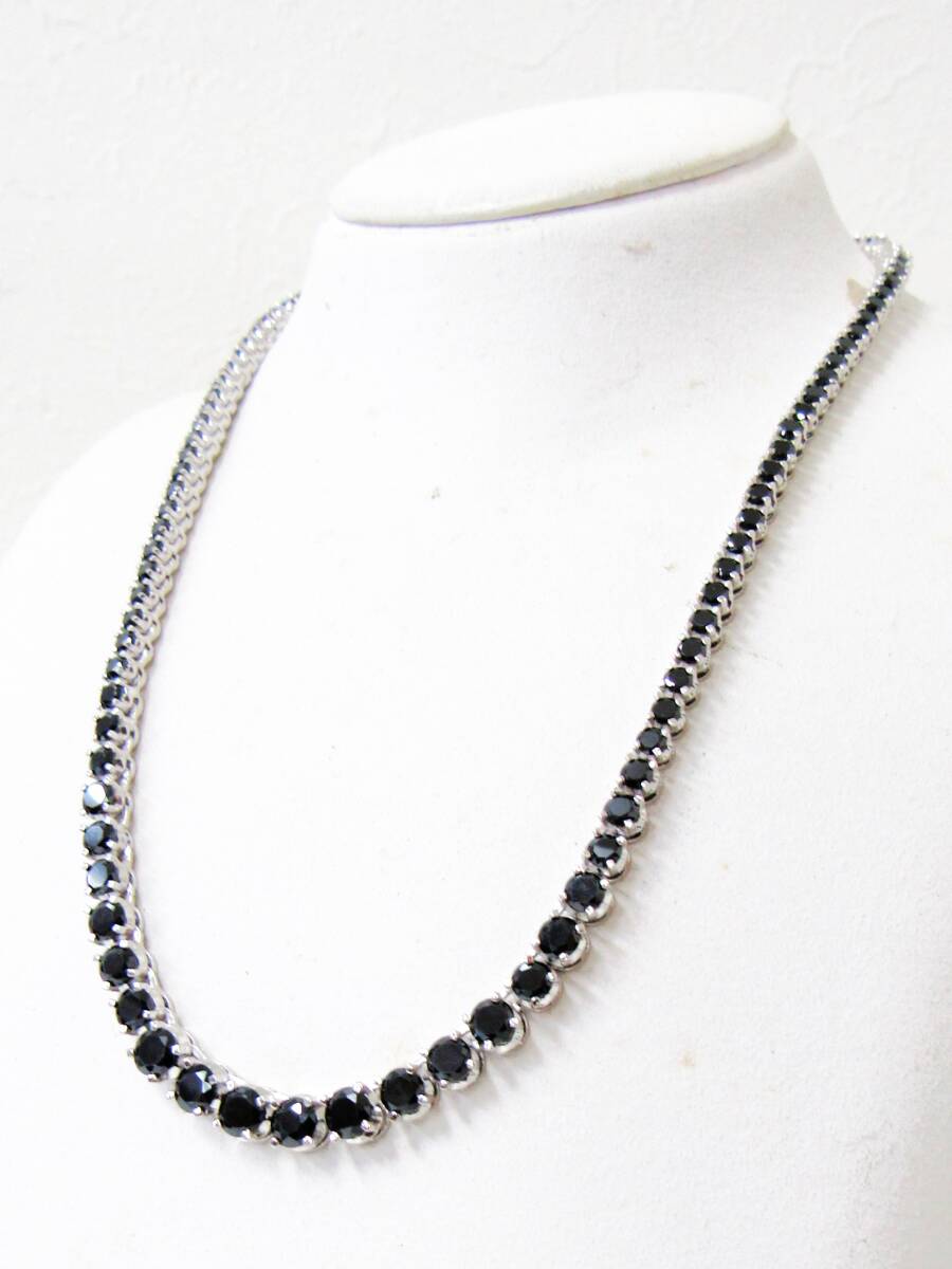 テニスチェーン ネックレス キューピックジルコニア 人工ダイヤ 約42cm 黒 ブラック ドリス・ブラザー HG1028拍卖