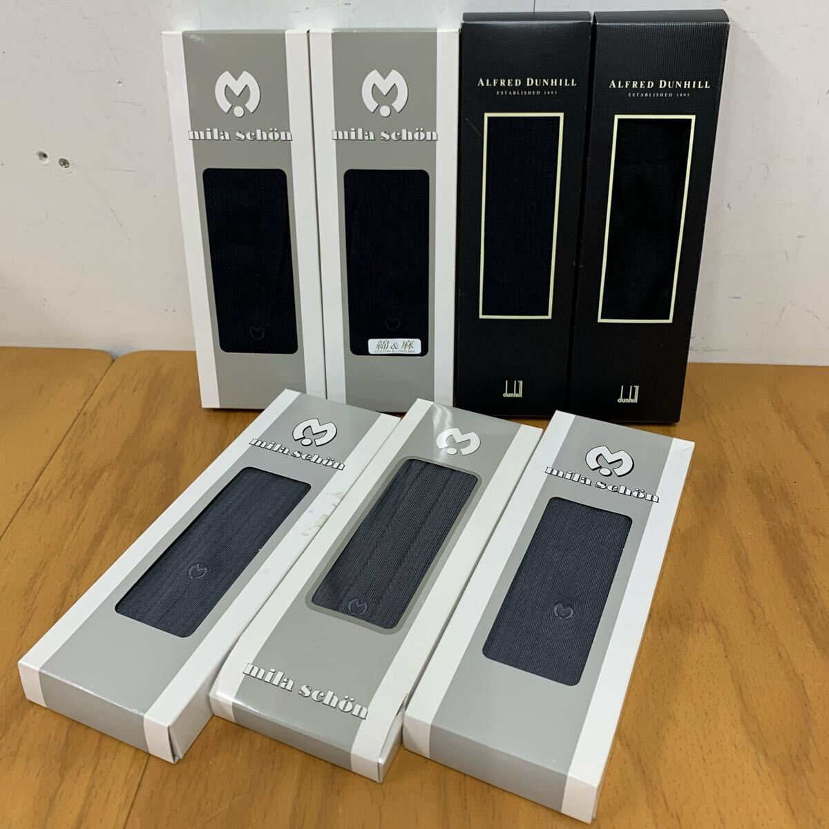 10-175 ブランド メンズ ソックス まとめ mila schon ミラ ショーン dunhill ダンヒル 紳士 靴下 ビジネスソックス 箱入り 拍卖