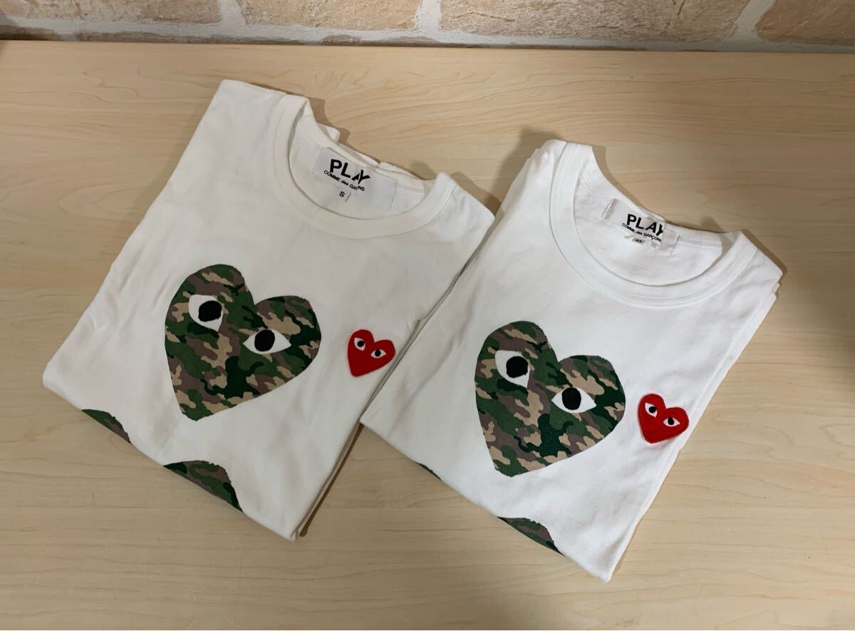 A10-138 PLAY COMME des GARONS プレイ コムデギャルソン 迷彩柄 ハート 半袖 Tシャツ サイズ S M レディース 女性 服 2枚 セット まとめ拍卖