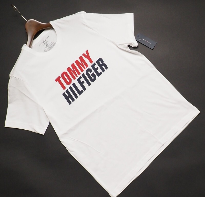新品 TOMMY HILFIGER トミー ヒルフィガー ビッグロゴ クルーネック 半袖Tシャツ US:M JP:L 白 09T3874100拍卖