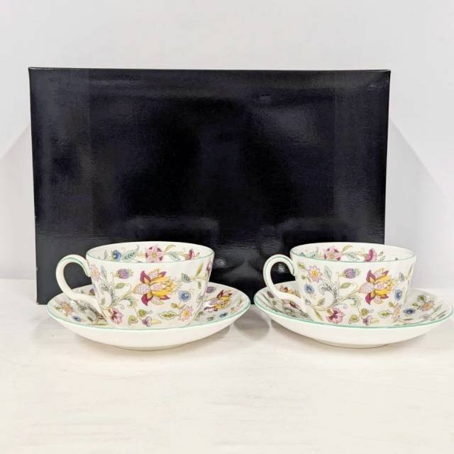 MINTON ミントン カップ&ソーサー 2客セット BONE CHINA 食器 ブランド 洋食器 キッチン用品 花柄拍卖