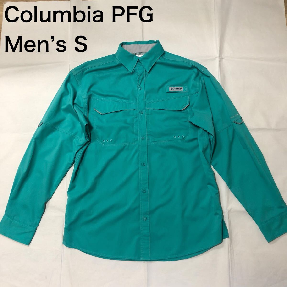 【送料無料】 Columbia PFG長袖フィッシングシャツ パステル緑系 メンズSサイズ コロンビア長袖シャツアウトドア釣り登山拍卖