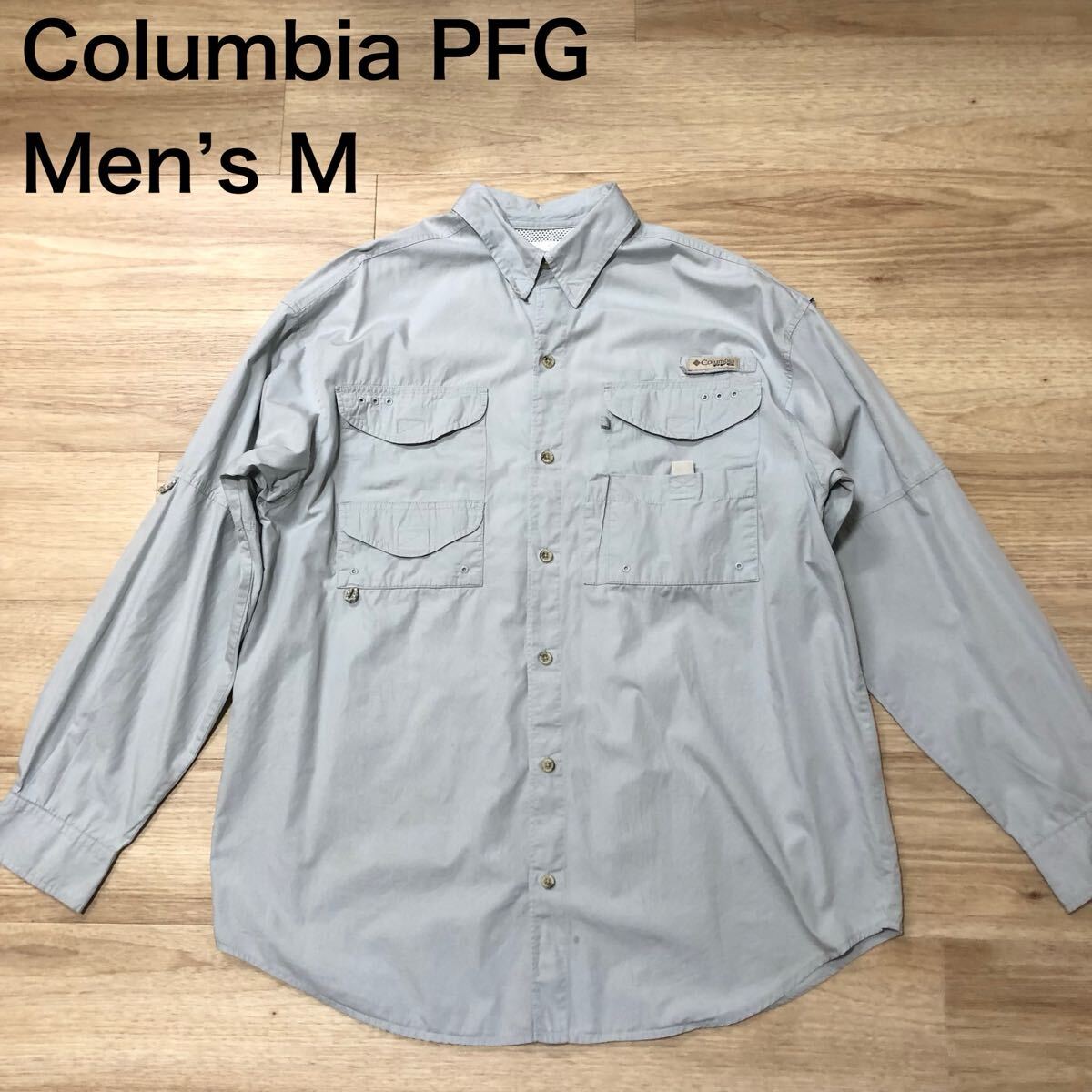 【送料無料】Columbia PFG長袖フィッシングシャツ グレー メンズMサイズ コロンビア長袖シャツアウトドア釣り登山拍卖