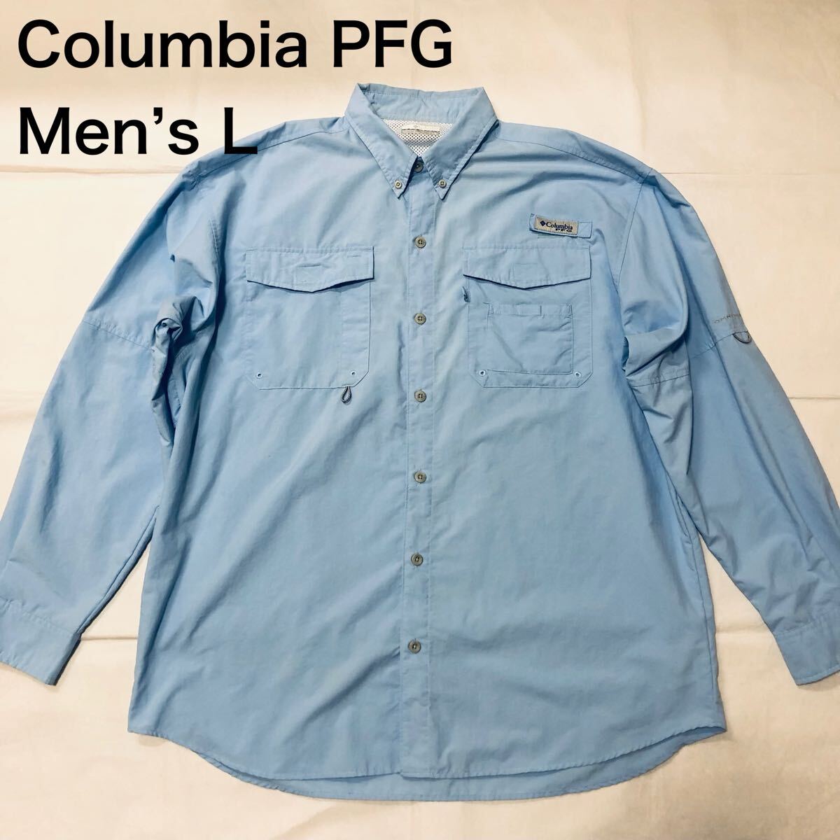 【送料無料】Columbia PFG長袖フィッシングシャツ青 メンズLサイズ コロンビア長袖シャツアウトドア釣り登山拍卖