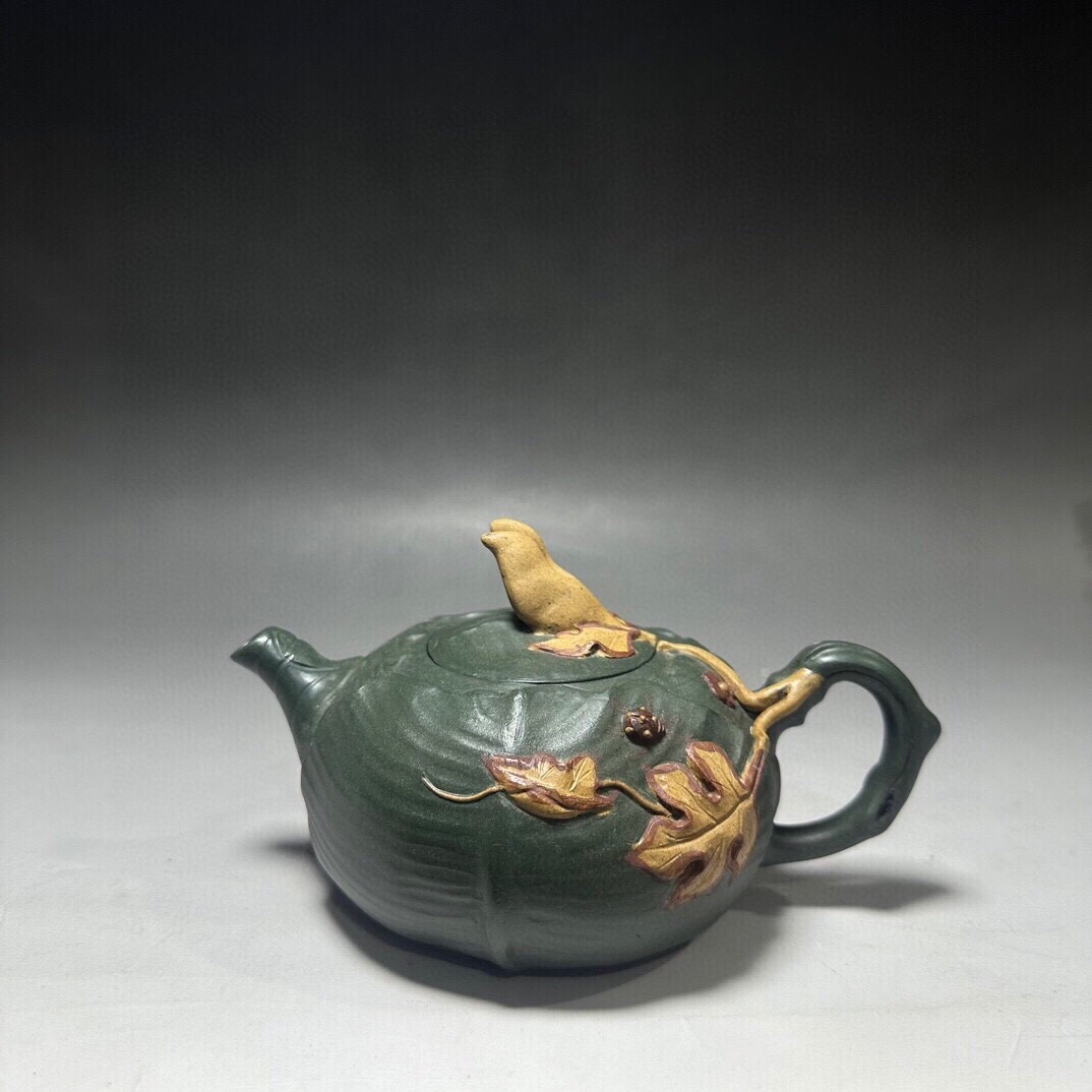 【永】 旧家蔵出 燕庭款 品名【金豆壺】朱泥 段泥 煎茶道具 急須 単孔口 唐物 紫砂壺 紫砂壷 茶壷 茶壷 極細工 古美術品 中国唐物拍卖