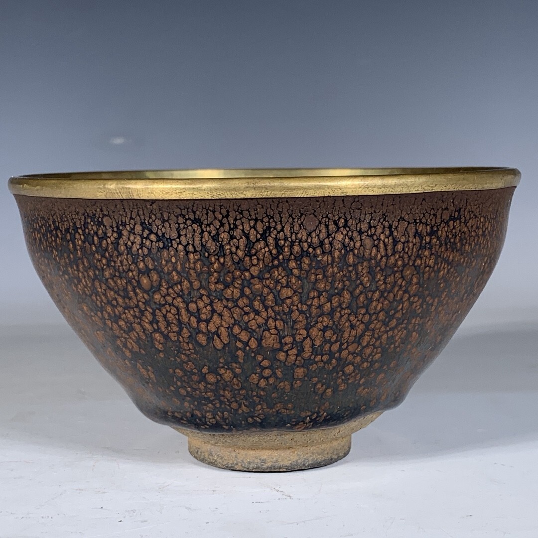 【永】宋時代 建窯 金包口油滴盞 茶盞 古陶磁器 陶芸 皿 中国陶瓷器 唐瓷 置物擺件 古美術品 古賞物 収集 旧家蔵出 中国唐物 A75拍卖
