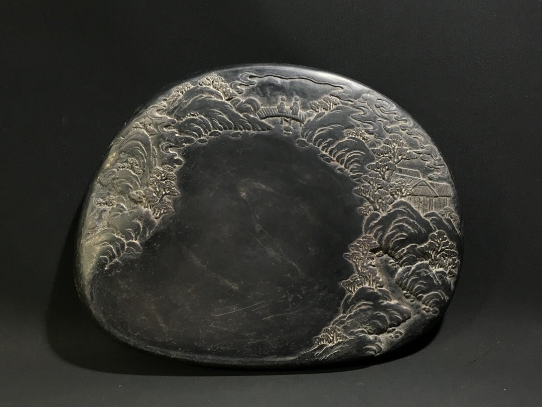 永し 清時代 在銘 端石彫 老坑冰紋 山水紋硯 端渓硯 極細工 書道具 文房具 置物擺件 古美術品 時代物 古董品 収集 旧家蔵出 中国唐物拍卖