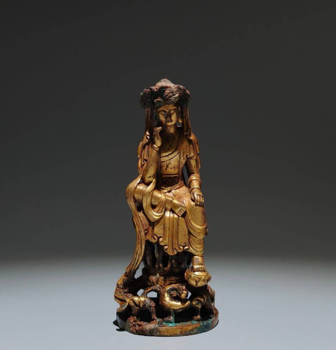 【永】唐代時期 青銅器 塗金 思維佛 佛像 仏教古美術 極細工 古銅彫 置物擺件 古美術 時代物 古董品 収集 古美味 骨董品 旧家蔵出 中国唐物拍卖