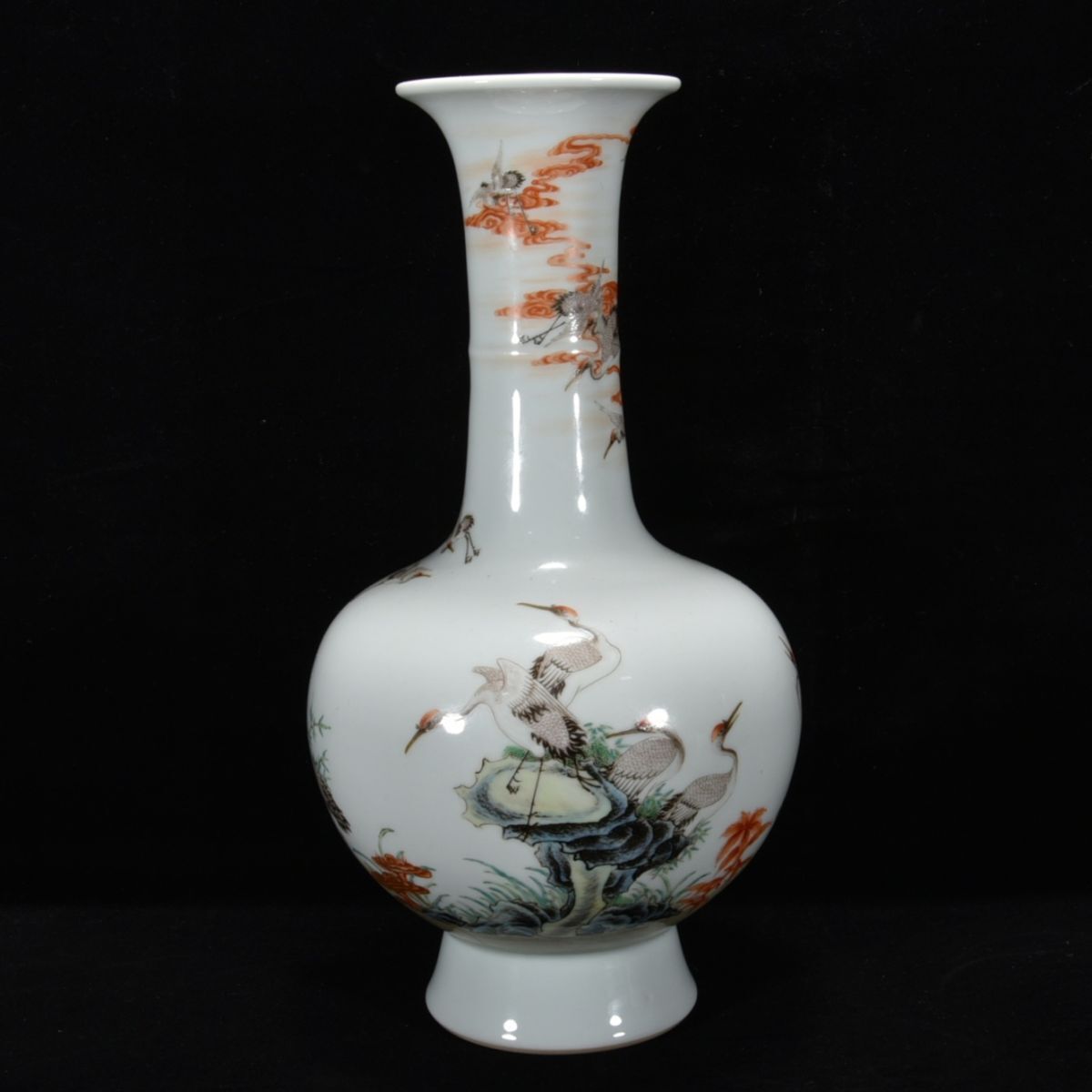 【永】清時代 大清雍正年製 粉彩仙鶴紋瓶 古陶磁器 陶芸 皿 中国陶瓷器 唐瓷 置物擺件 古美術品 古賞物 収集 旧家蔵出 中国唐物 A829拍卖