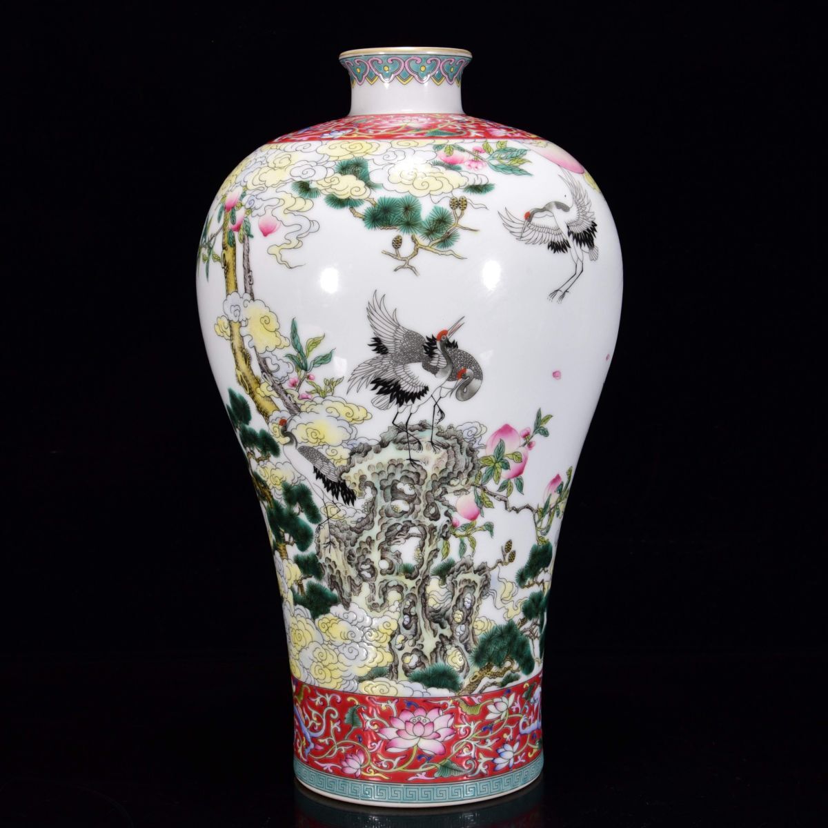 【永】清時代 大清雍正年製 粉彩 松鶴紋瓶 古陶磁器 陶芸 皿 中国陶瓷器 唐瓷 置物擺件 古美術品 古賞物 収集 旧家蔵出 中国唐物 A91拍卖