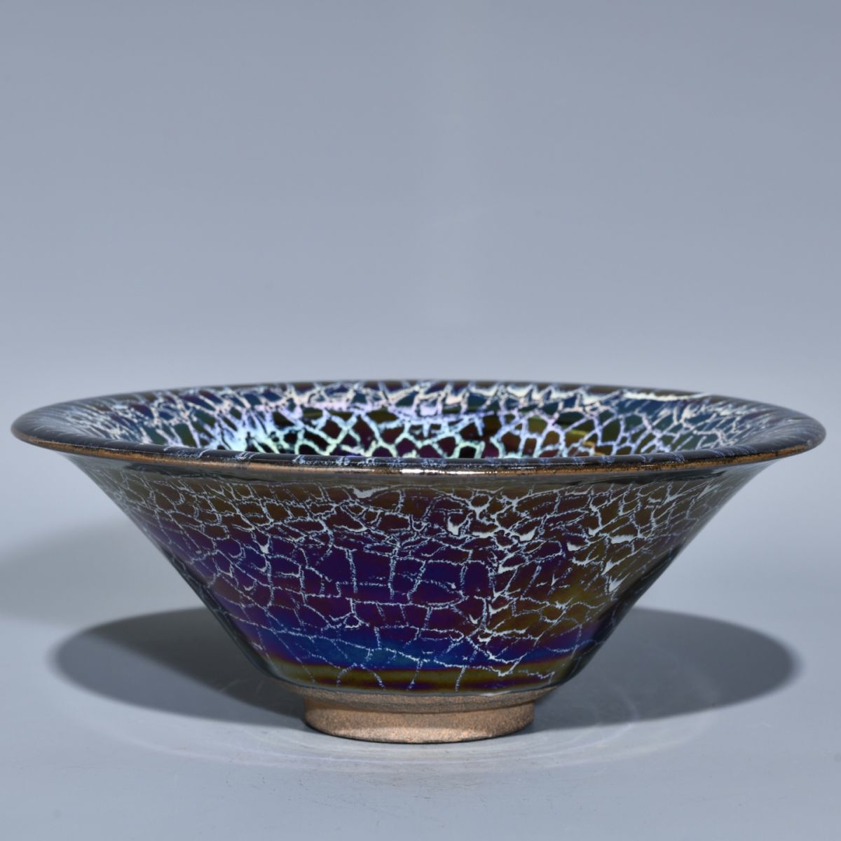 【永】 宋時代 建窯 七彩曜變斗笠盞 碗盞 古陶磁器 陶芸 皿 中国陶瓷器 唐瓷 置物擺件 古美術品 古賞物 収集 旧家蔵出 中国唐物 A161拍卖